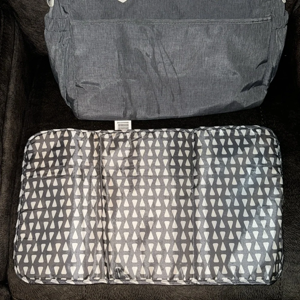 Gray Bananafish studio nylon diaper bag‎ w/changing pad